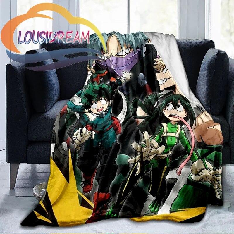 My Hero Academia Nadýchaná vlněná deka Flanel Hřejivost Měkká plyšová pohovka Throw čtvercová deka Tourist