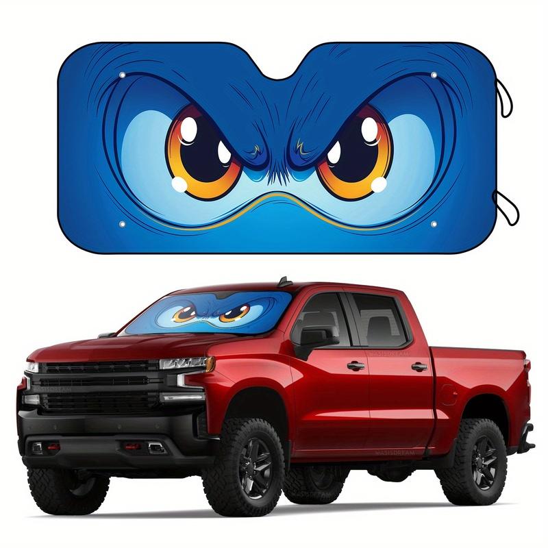 Eyes on Blue Background UV Block Sunshade with Accessories 4pcs Free Suction Cup Auto Front Window Windshield Vehicle