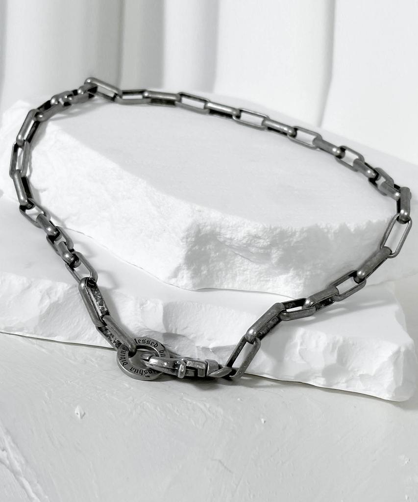 Blessed Bullet 6Mm Box Chain Necklace_Dark Silver/Antique Gold