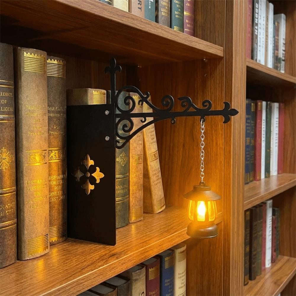 Metal Bookshelf Lantern Light Warm Yellow Library Reading Lamp Bookshelf Ghost Light Reading