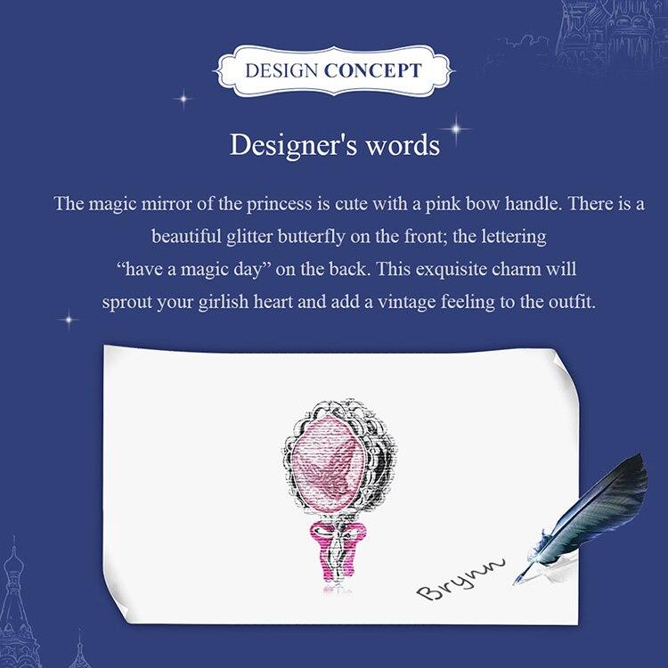 WOSTU 925 argint sterling roz prințesă magică oglindă farmec pandantiv cu mărgele se potrivește original colier brățară pentru femei bijuterii