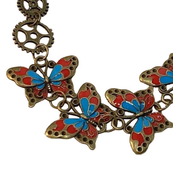 Palace Style Bracelet, Butterfly Gear Bracelet with Strong Enamel Technology, Adjustable Chain Women Bracelet for Jewelry Gift