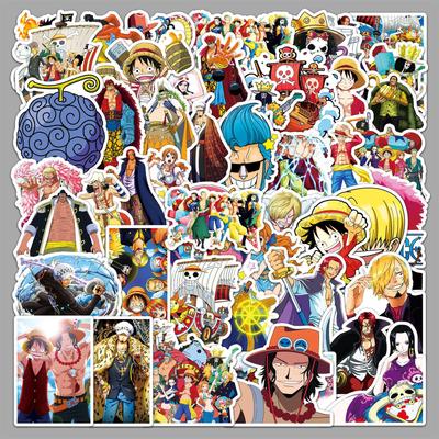 Durable One Piece Stickers 50 Pcs Cartoon Anime Waterproof Graffiti Decals For Luggage Laptop Water Bottle DIY Decoration Anime Fans