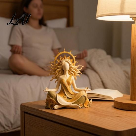 Rustic Interior Decorations Meditating Sun Goddess Resin Statue Yoga Spiritual Figurine Boho Zen Home Office Decor Style Desktop Ornament
