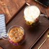 Double Wall Glass Floral Mug 250ml/350ml Clear Aesthetic Drink Cup with Insulated Handle Real Flower Decoration Double Layered Heat Preserving