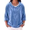Women's Velvet Sweater Autumn and Winter European and American Women's Clothing New Hoodie Solid Color Drawstring Seven-quarter Sleeve Pullover Top