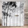 Ink Landscape Shower Curtain Black Bamboo Bird Abstract Mountain Water Chinese Style Bath Curtain Waterproof Home Bathroom Decor