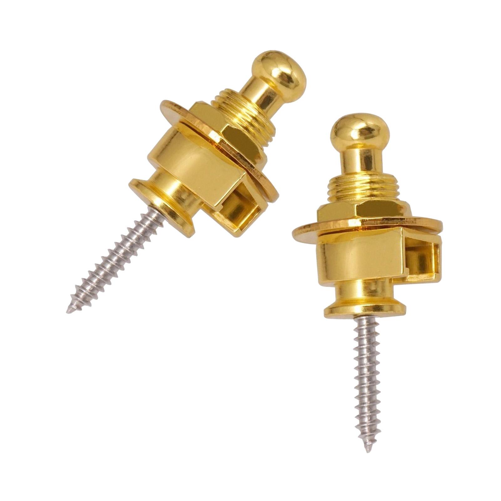 

2 Pack Guitar Strap Lock Buttons Nonlip Guitar Handling Part Metal Texture Suitable for Most Guitars and Bass Straps золотой