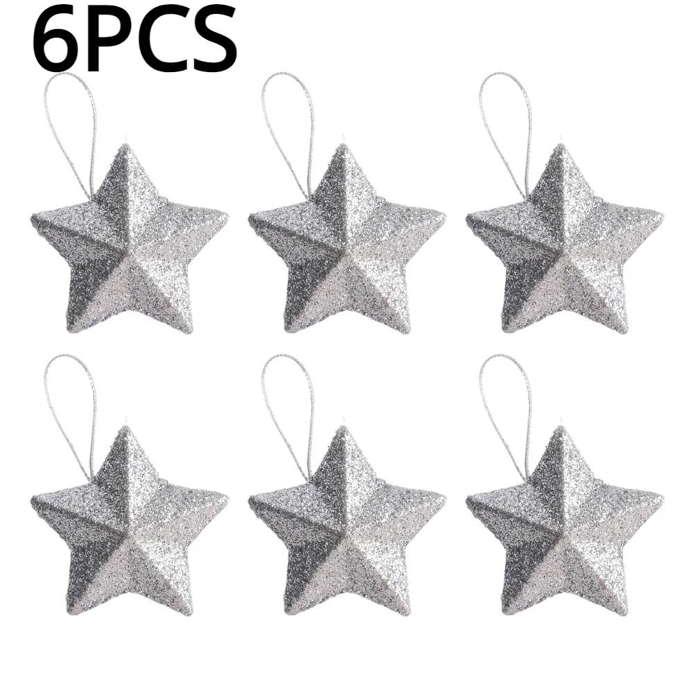 Guldglitter Stjärnprydnader Julgran Hängande Hänge 2025 Juldekorationer för Hemmet Navidad Nyårsfest DIY-gåva