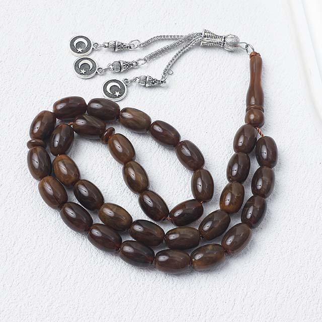 Saudi-Arabische Gebetsperlen: 33 Perlen Rosenkranzarmband mit Stern- und Mondanhänger