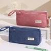 New Corduroy Pencil Case Multifunctional Large Capacity Pencil Pouch Solid Color Pen Storage Bag Student