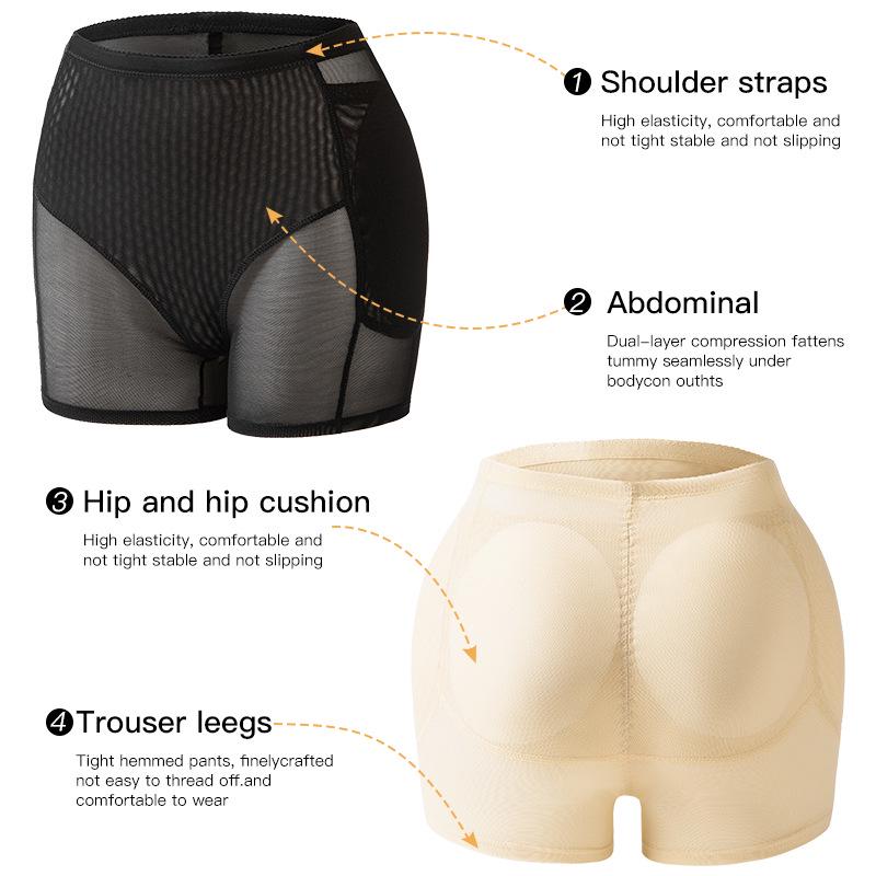 Women's Hip-Enhancing Butt-Lifting Tummy-Control Pants with Sponge Pads - Breathable Mesh Plus Size Shapewear