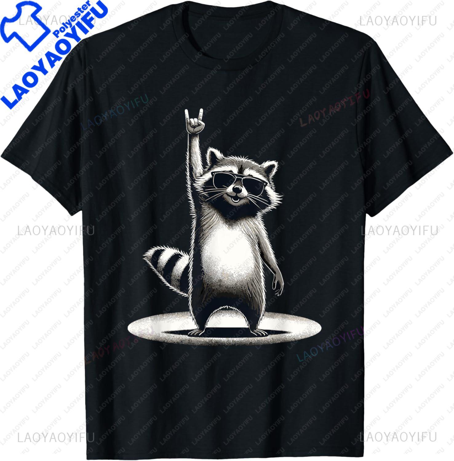 Retro Raccoon Rock Music Gift Unisex Kids Women Funny Raccoon TShirt Custom Printed Graphic T Shirts Funny Shirt Camiseta S