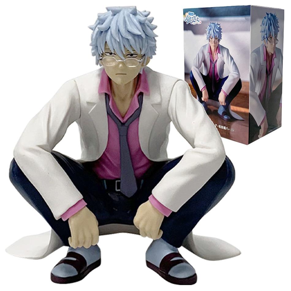 12Cm Anime Squatting Series Figures Sakata Gintoki Action Figure Room Decoration Pvc Collection Model Toys Festival Toys Gifts