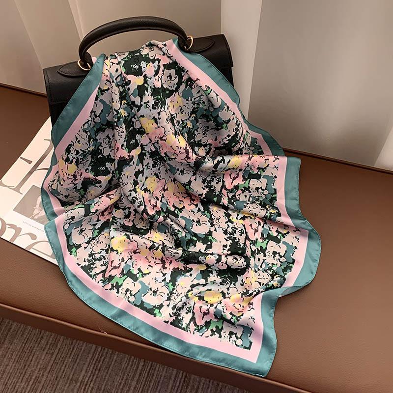 Retro 70*70 Square Scarf Colorful Silk Scarf Women Neck Scarf All-Match Shawl  Trendy Headscarf Women'S Accessories Gifts