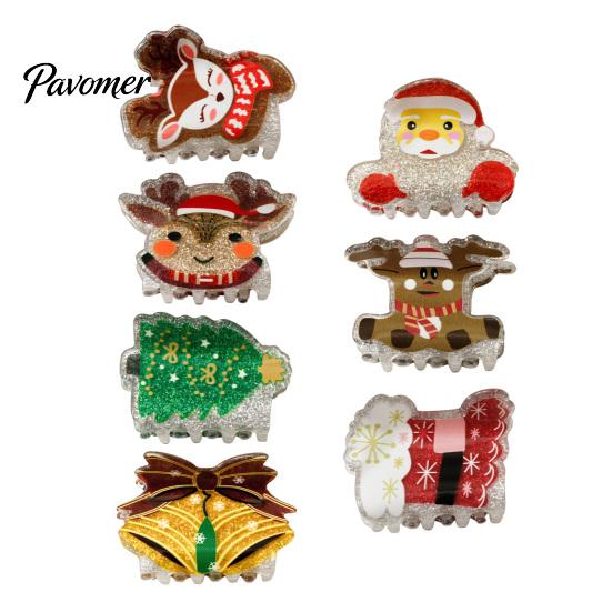 Holiday Hair Clips Christmas Claw for Women Girls, Cute Santa Claus Elk Tree Socks Bells Jewelry Accessories, Non Slip Strong Hold Party & Daily