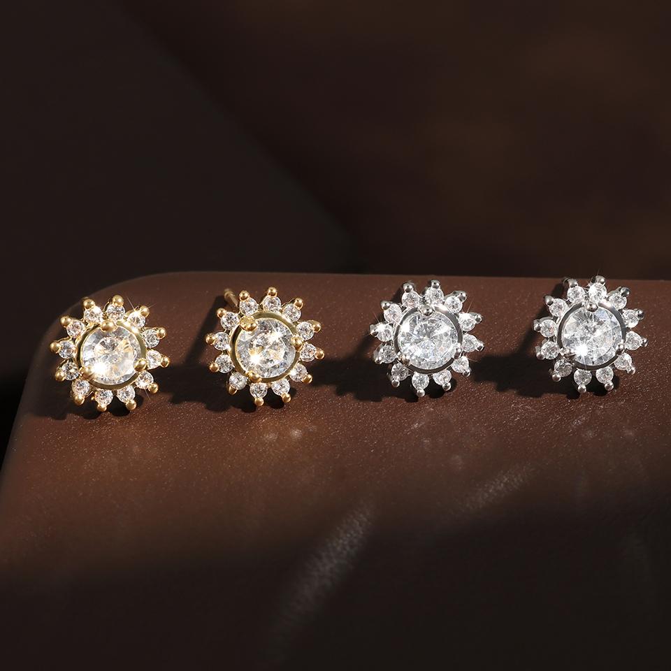 ZAKOL Squisiti Orecchini a Lobo Semplici Girasole in Zircone Chiaro per Donna Femminile Creativo Minimalista Zircone Regalo