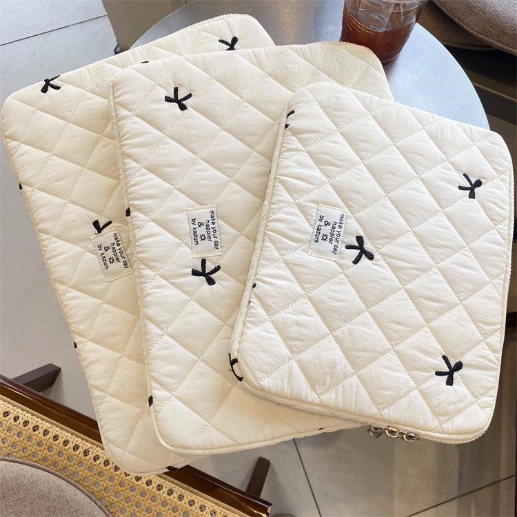 Korean Ins Style Cute Diamond Embroidery Bow Notebook Storage Bag (11/13/15 Inch)