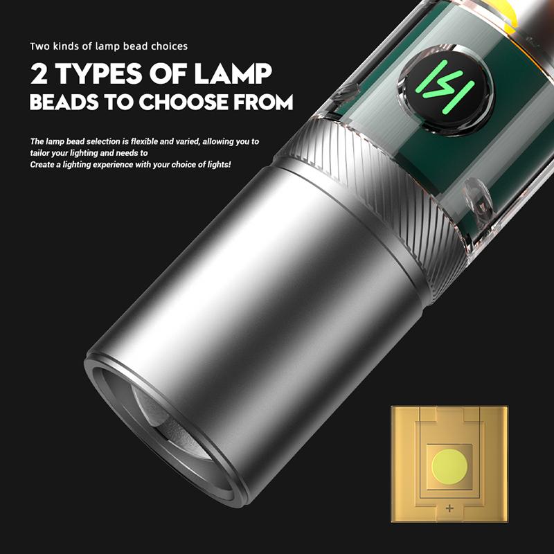 Super Bright Mini LED Flashlight With COB Side Light USB Charging Portable EDC Torch Waterproof Camping Working Handheld Lantern