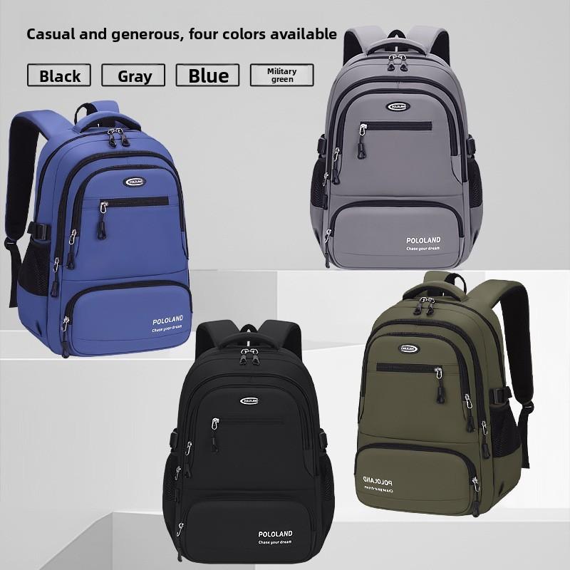 Backpack Solid Color Multipocket Storage Ergonomic Carry School Student Bags