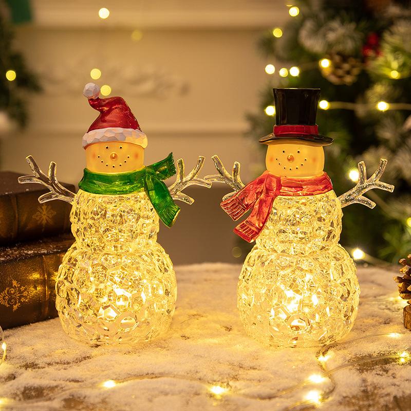 New Christmas decorations snowman night light glowing snowman desktop ornaments Christmas gift decoration