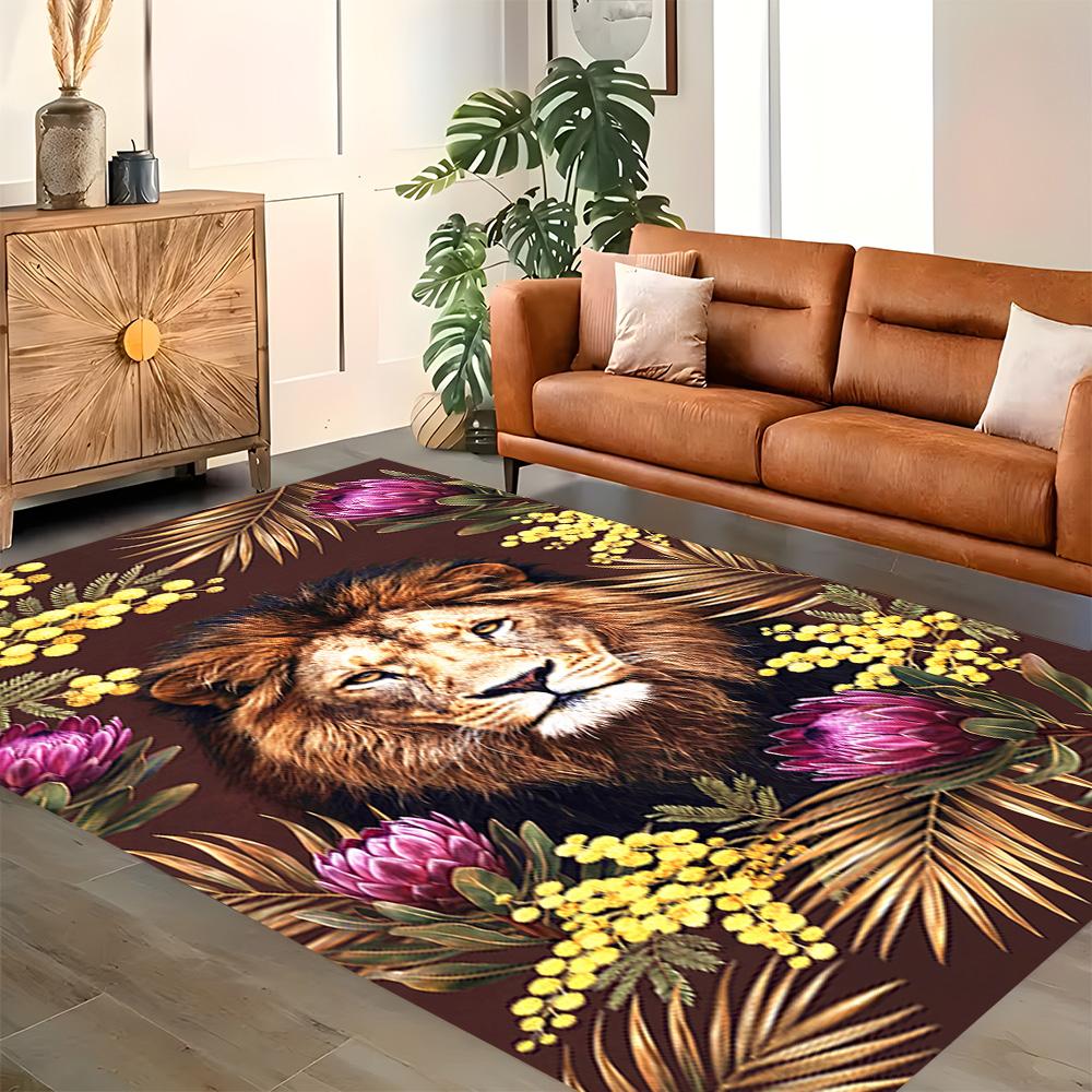 Lion Family In The Forest for Living Room Rug, BedRoom Rug, Study Room Rug, Hallway Decoration, Perfect for Home Decoration or Holiday Gifts