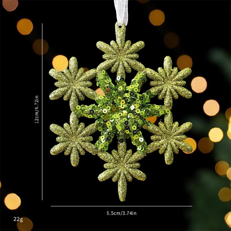 Shatterproof Snowflake Christmas Tree Ornament Glittering Green Acrylic Hanging Decoration Seasonal Accessories