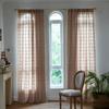 Curtain Finished Non-Punching Cover Pole Type American Living Room Bedroom Fringed Balcony Plaid Curtain