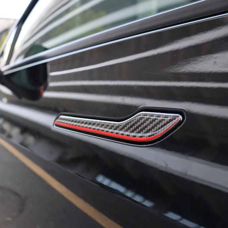 For Tesla Model 3/Y 2017-2025 Carbon Fiber 4PCS Door Handle Sticker Cover Model Y Juniper Carbon Fiber Resin Dropping Process
