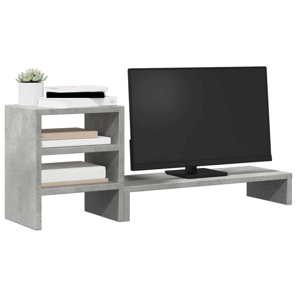 Vidaxl Monitor Stand with Organizer, Concrete Gray