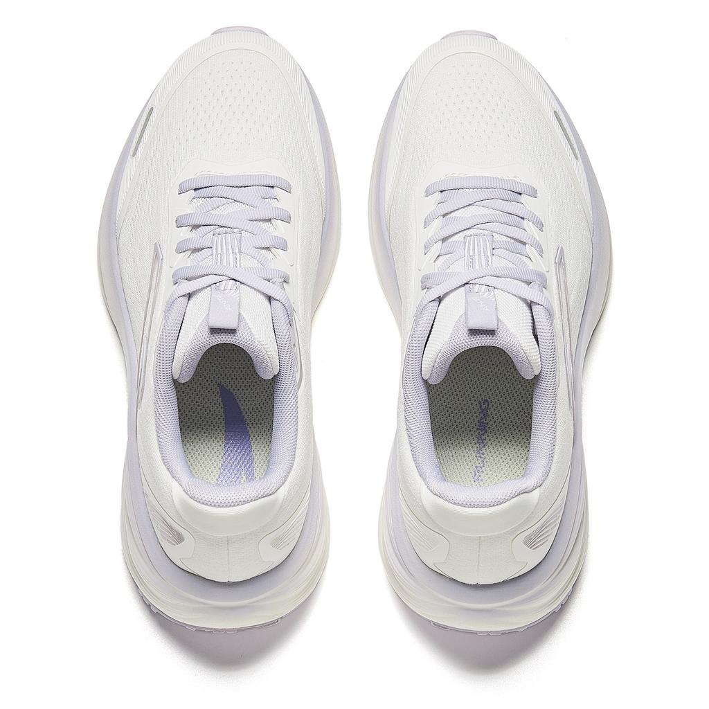new Anta Cushioned Height Increase Wear Resistant Lightweight Breathable Low Top Casual Running Shoes Women's White Purple