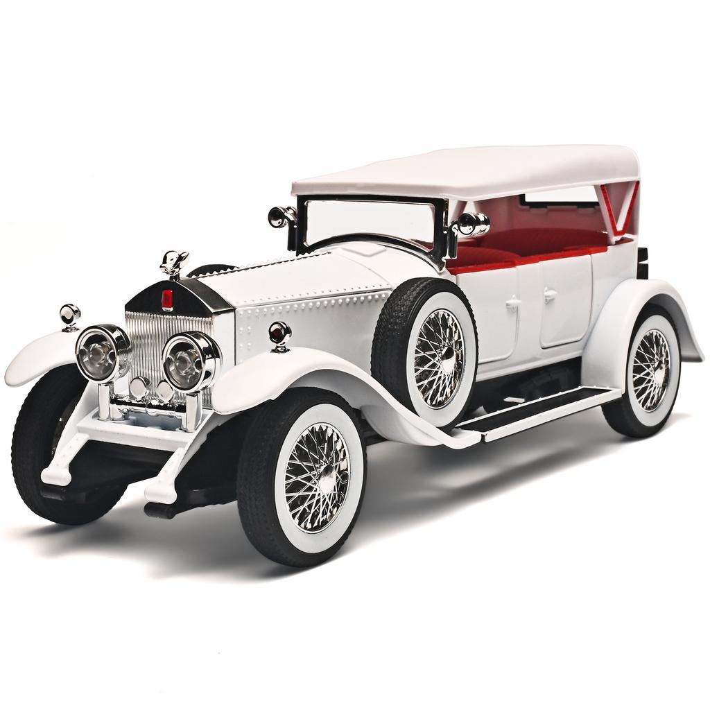 1/24 Rolls-Royce Retro Phantom Oldtimer Modell, Simulierter Sound und Licht, Vierrad-Stoßdämpfung, Vorderradlenkung