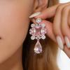 Silver Needle Luxury Zircon Water Drop Stud Earrings - Elegant European and Court-Style, High-end Design for Women.
