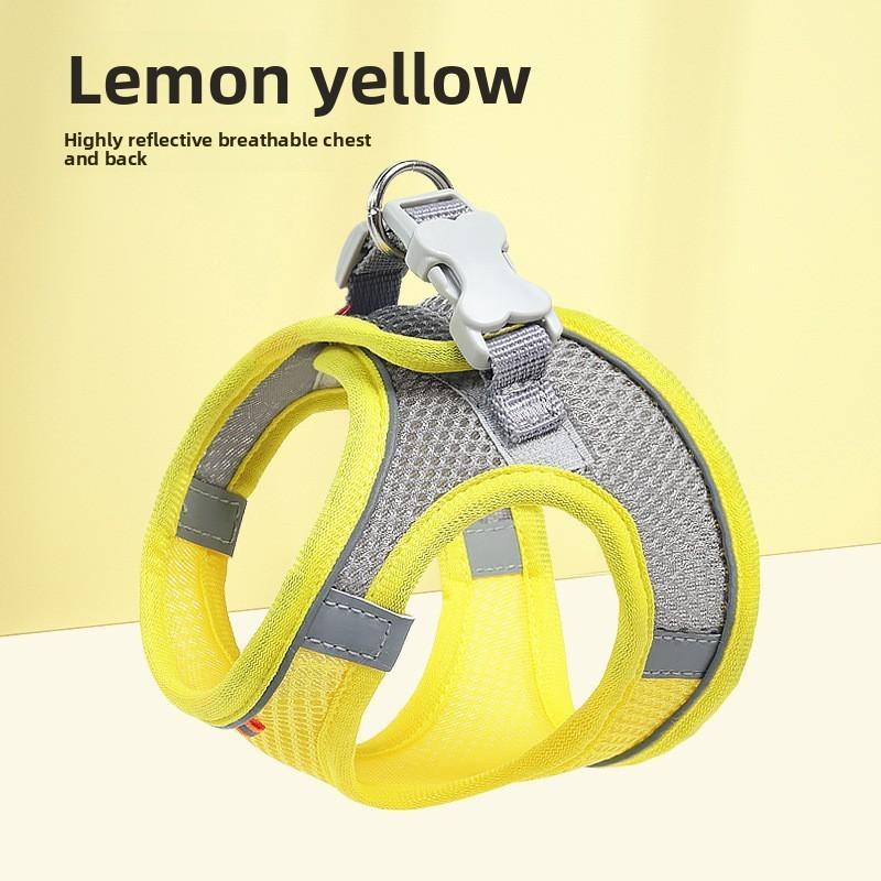 

Pet Thoracodorsal Outdoor Traction Rope With Breathable And Reflective Features Yellow Harness,XXS