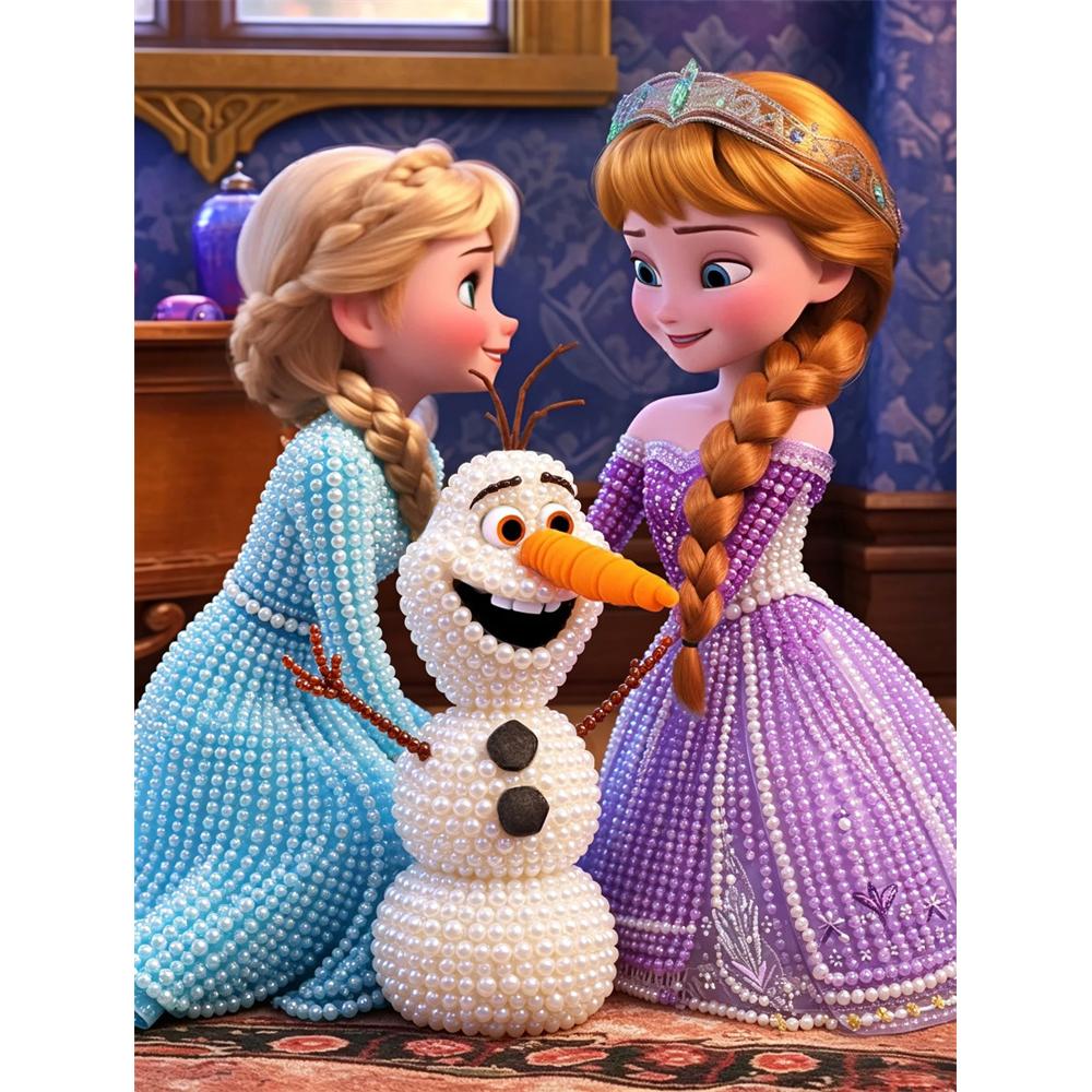 

Disney Pearl Painting Elsa Anna Cute Olaf DIY Pearl Art Pearl Painting Kit Pearl Art Painting Wall for Home Office Decoration Handmade Gifts 30x40
