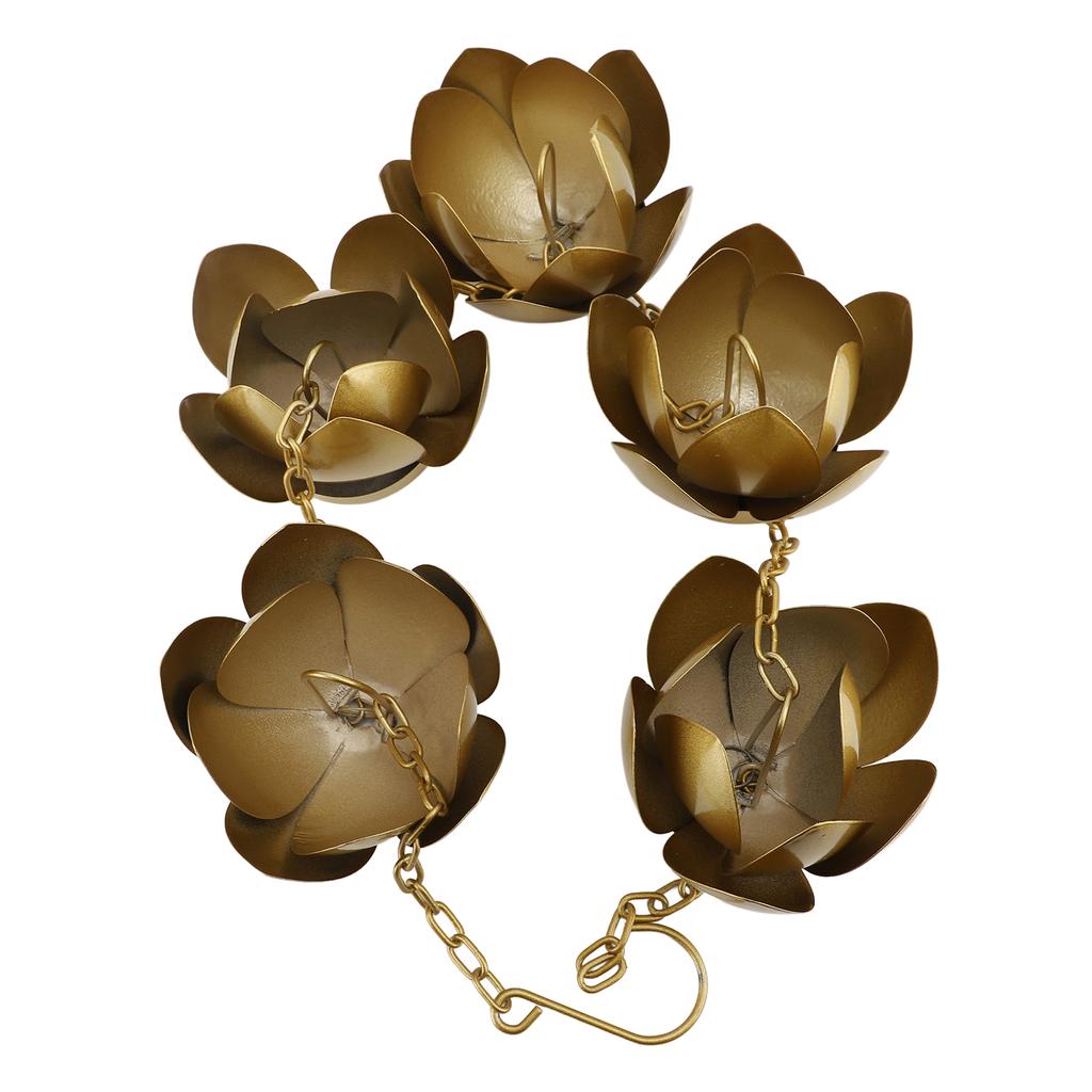 Rain Chain Gold Flower Galvanized Iron Rust Proof Rain Catcher Chain for Home Outdoor Decoration