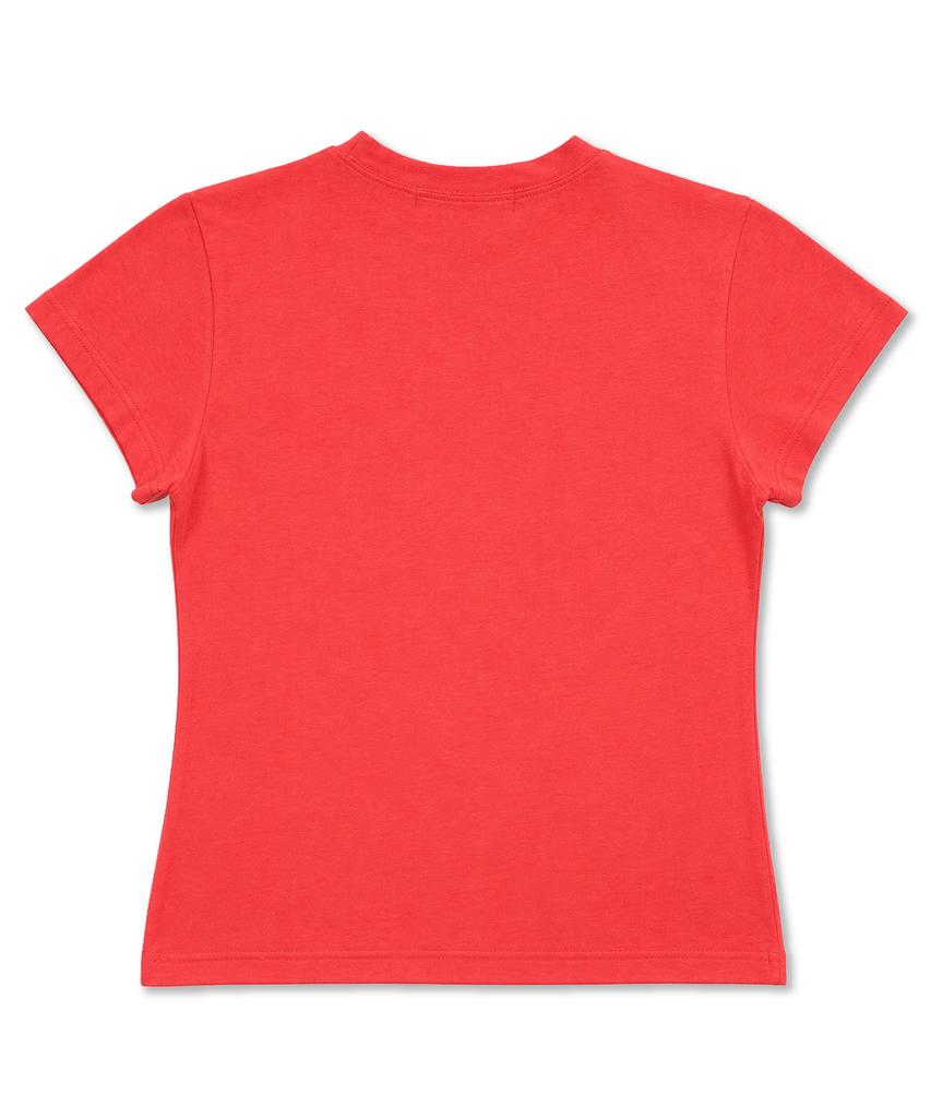 Damiswi Horse Graphic Pastel Slim T-Shirt_Red