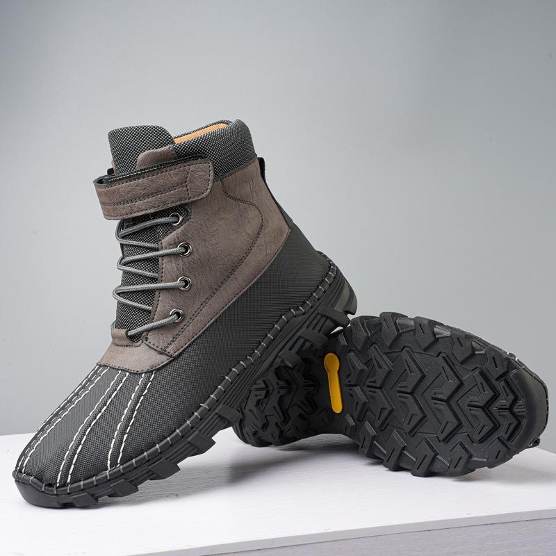 Hot-selling Waterproof Snow Boots Men's Autumn and Winter High-top Handmade Men's Shoes Outdoor Tooling Boots Velvet Duckbill Boots Cotton Shoes