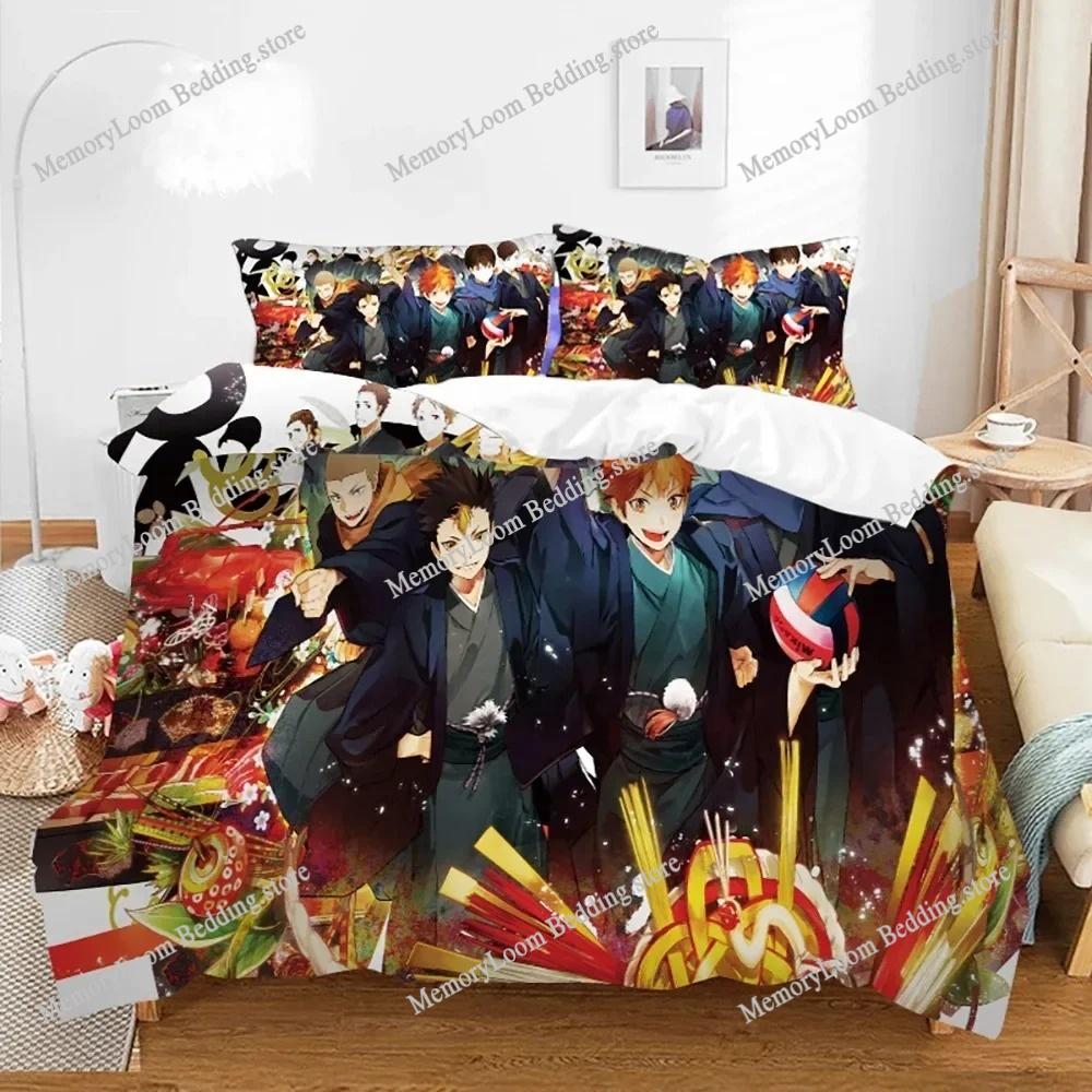 Heimtextilien Cartoons Haikyuu Volleyball Bezug Bettbezug Kissenbezug Junge Mädchen Polyester Bettwäsche Set King Queen Twin Größe