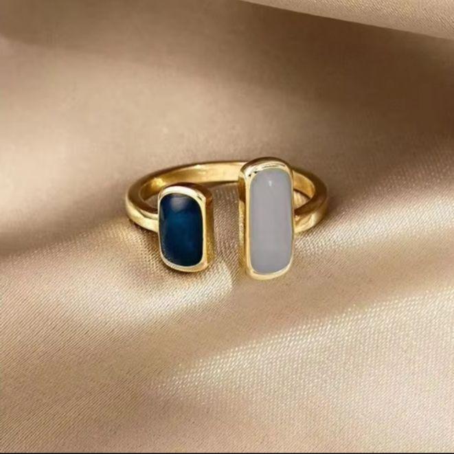 Korean New Adjustable Colorful Drip Glaze Ring Women Fashion Retro Geometric Gold Colour Metal Rings Wedding Jewelry Gift