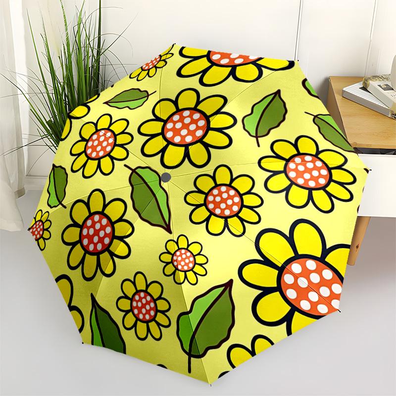 

1pc Floral Pattern Automatic Umbrella | Portable Foldable 8-Rib Manual Open, Cute Birthday & Holiday Gift for Outdoor yy260107112
