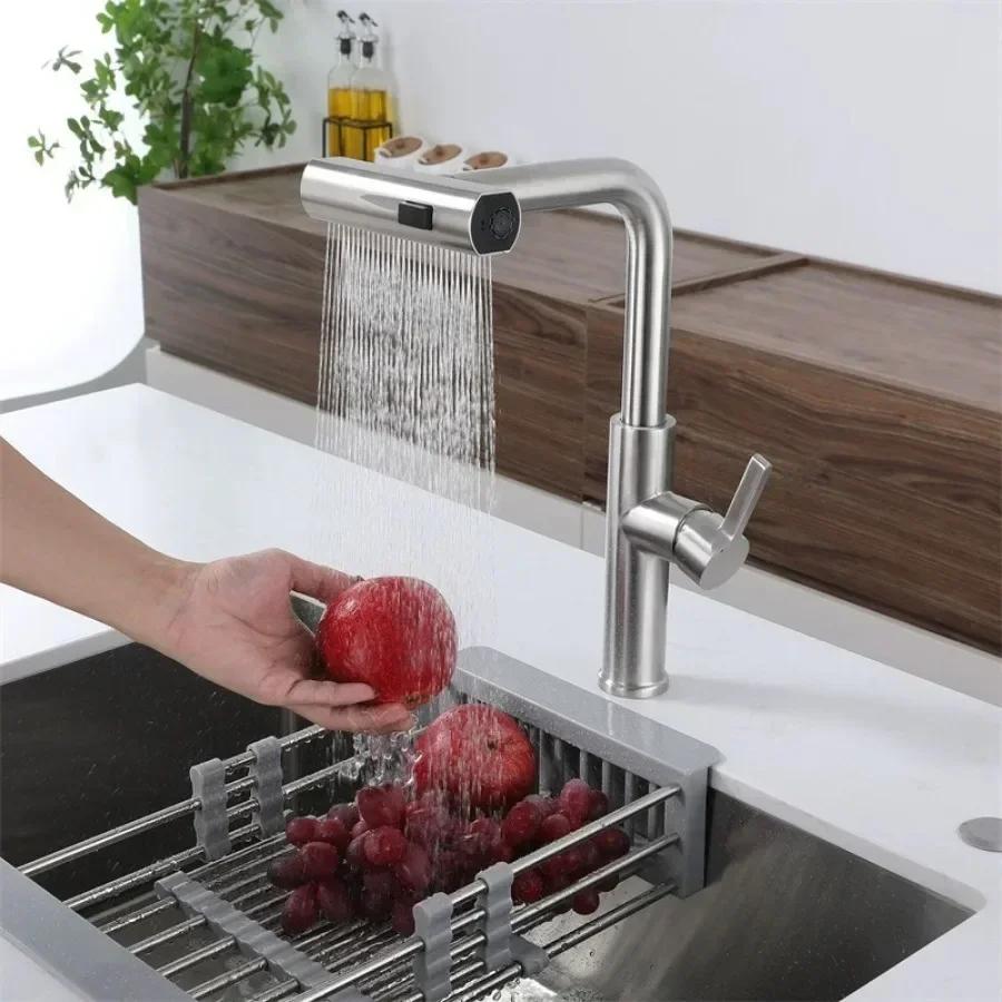 Robinet d'évier multifonctionnel pour la maison, robinet de cuisine universel à tirette pour eau froide et eau froide, robinet de lavabo de cuisine moderne