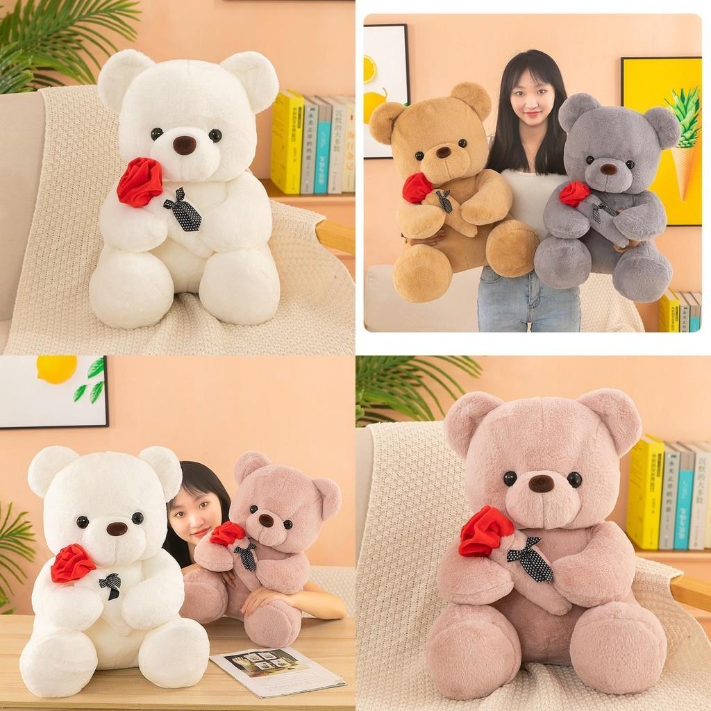 Cute Cartoon Rose Teddy Bear Plush Toy Doll Pillow Wholesale Factory Supplier