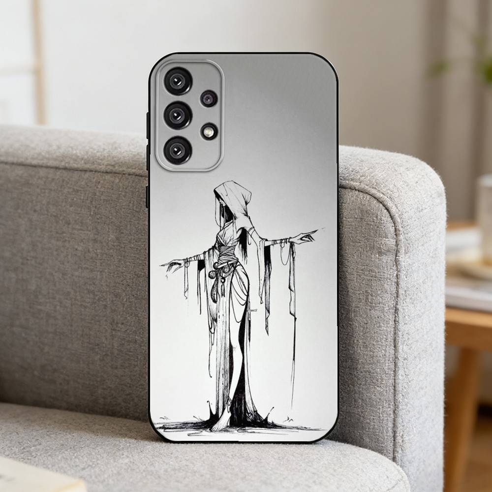 G-Gothic Girl Sculpture Retro Phone Case For Samsung S25,S24,S21,S22,S23,S30,Ultra,S20,Plus,Fe,Note,10,9,5G Black Cover