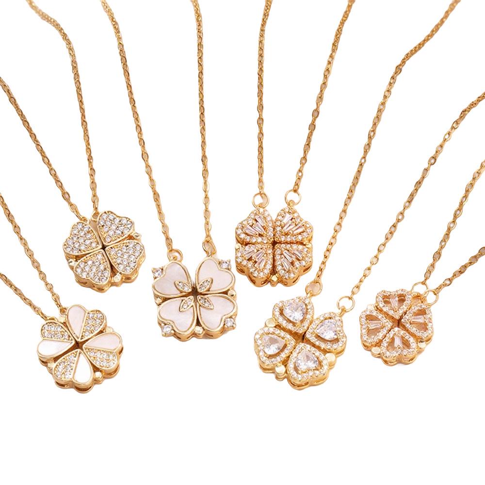 Heart-to-Heart Openable Four-Leaf Clover Necklace - High-End Light Luxury Clavicle Chain