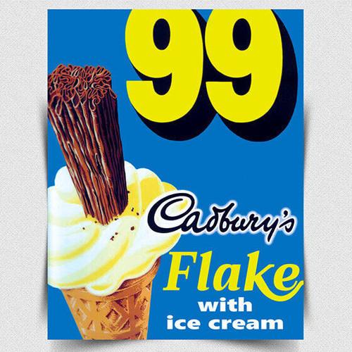 99 Flake Мороженое Cadbury Металлическая табличка Реклама Ретро Ретро Табличка Кафе кухня 20x30cm（7.8x11.8inch）