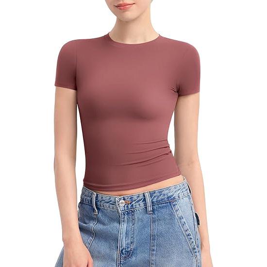 European & American Style Women's Milk Silk Round Neck T-Shirt - Short Sleeve Pullover