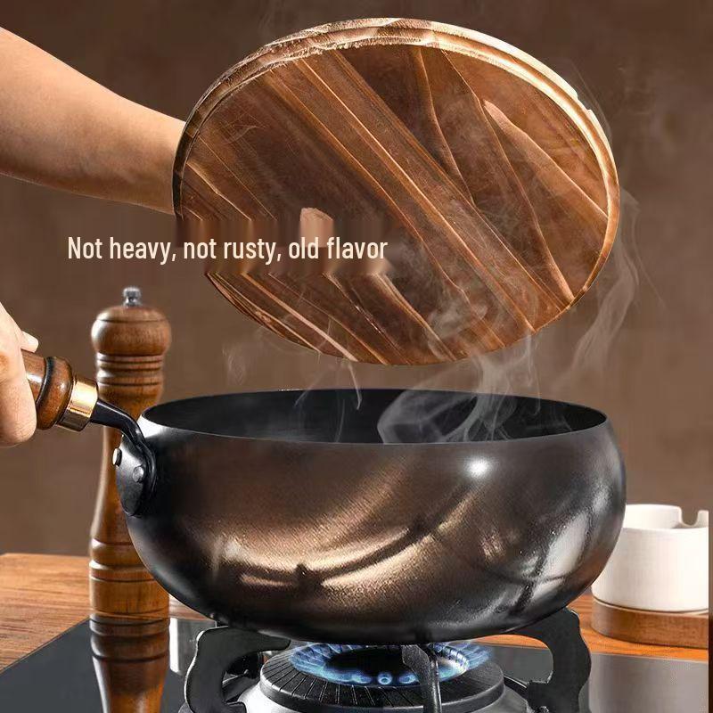 Handmade Zhangqiu Forged Iron Wok - Old-style Smooth, Uncoated, Non-stick Stir-fry Pan