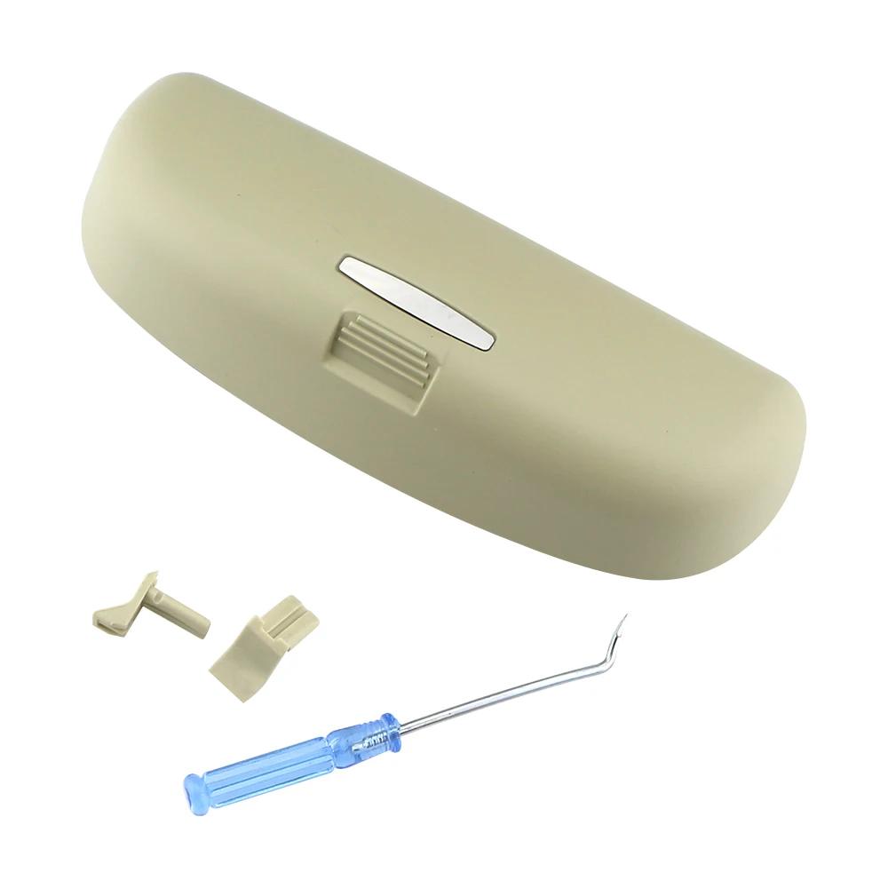 Car Glasses Case Sunglasses Holder Storage Box for Skoda Kodiaq Karoq Kamiq for Volkswagen VW T-Roc Tharu Tarek Atlas 2018- бежевый