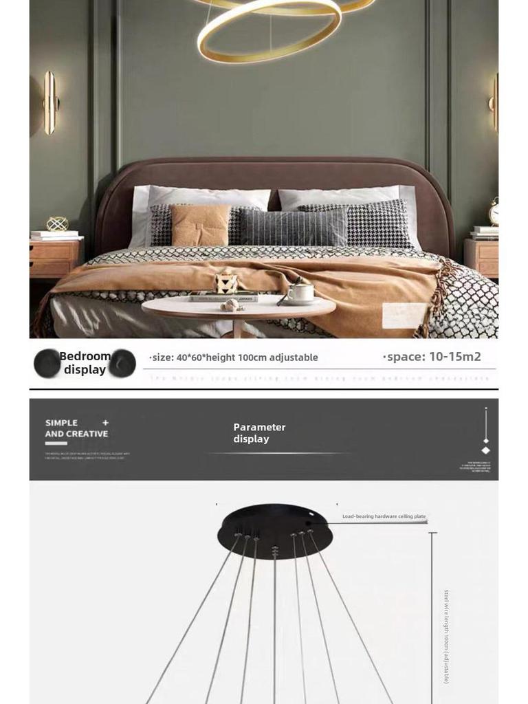 Nordic Modern Three Ring Chandelier for Dining or Bedroom